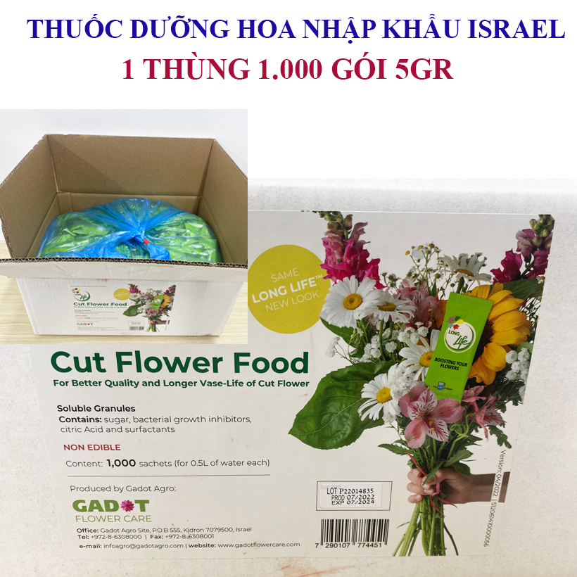 Thuốc Cắm Hoa tươi lâu tại nhà nhập khẩu Israel (1 thùng 1.000 gói giá sỉ)